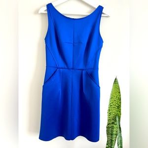 Milly Silk Blend Raw Hem Cocktail Dress Cobalt Blue 4